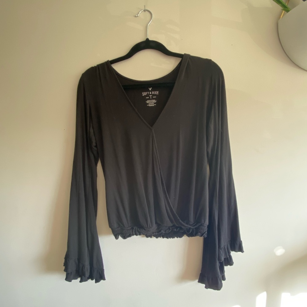 Black American Eagle Soft & Sexy Flowy Long Sleeve